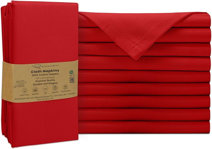 Ruvanti Cloth Napkins Set of 12, 100% Cotton High GSM 18x18 Inches Soft, Washable, Highly Durable & Absorbent, Perfect for Parties, Christmas, Thanksgiving Dinners – Flame Scarlet - Image 9