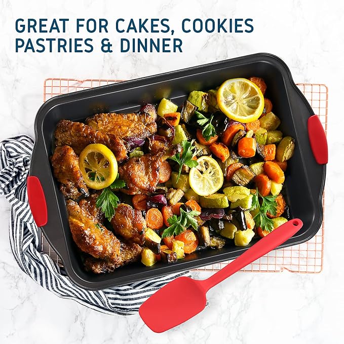 Baking Pan Set, 15 Piece Premium Nonstick Bakeware Sets BPA Free, Cookie Sheets Nonstick Steel Baking Sheets for Oven with Muffin Pan, Cake Pan & Kitchen Utensils - Black - Image 9