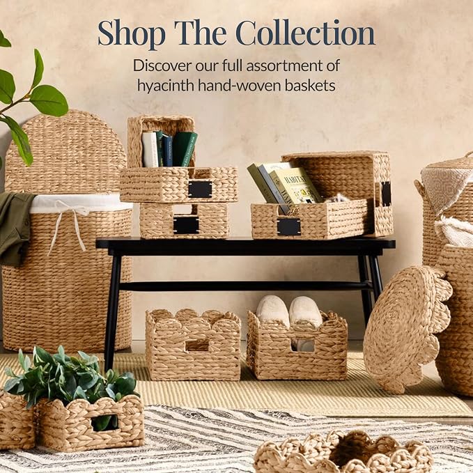 Best Choice Products 9x12 Scalloped Shelf Baskets, Woven Storage Bins, Storage Organizers for Pantry, Living Room, Bedroom, Nursery & Laundry, 4 Pack - Natural - Image 8