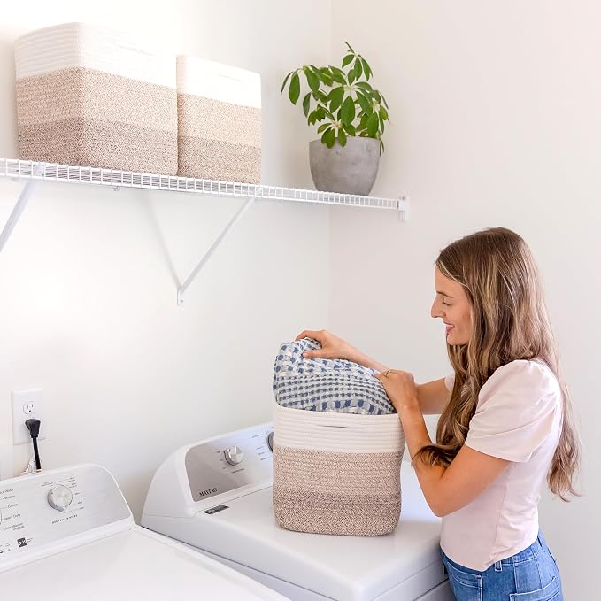 NaturalCozy Storage Cubes 11 Inch Cotton Rope Woven Baskets for Organizing, 3-Pack | Cube Storage Bin | Square Storage Baskets for Shelves Organizer, Classroom, Kids Toy Bins, Closet, Baby Nursery - Image 9