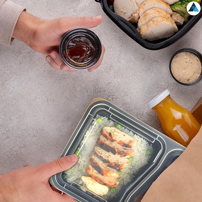 50 Pcs- 2 Compartment Meal Prep Containers Reusable with Lids, Microwave and Freezer Safe Stackable Bento Box- 30oz - Image 7