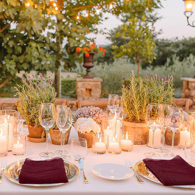 100 Pack Burgundy Cloth Napkins 20x20 Inch Cheesecloth Napkins | Elegant Cloth Napkins for Table, Washable Rustic Boho Gauze Napkins, for Wedding Party Bridal Baby Shower Christmas Decor - Image 7