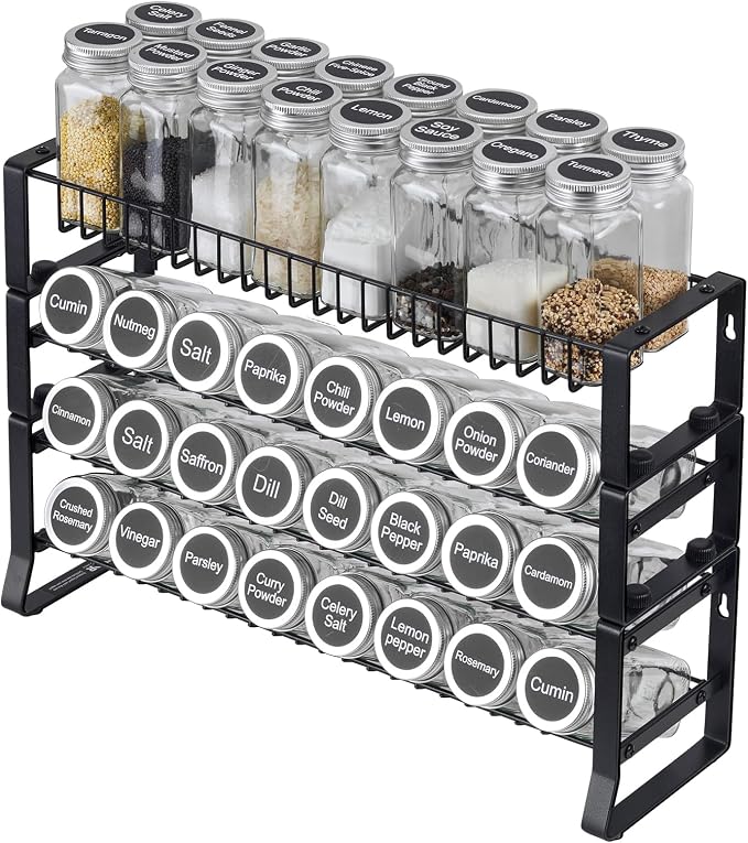 VEVOR Detachable Spice Rack Organizer for Cabinet, 4 Tie Stackable Seasoning Organizer, Spice Jars Kitchen Storage for Countertop Kitchen Pantry Cupboard, 15.8x10.7 in - Image 9