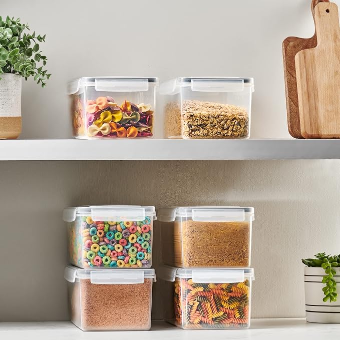 Large Airtight Food Storage Containers with Lids Set of 4 3.2L - 102 fl. oz Pasta storage Containers, BPA Free Plastic Spaghetti container - Air Tight Canisters for Kitchen Pantry Organization - Image 7