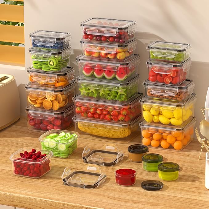 44 PCS Food Storage Containers with Lids Airtight (22 Containers & 22 Lids), Leak proof Meal Prep Container Set for Kitchen Storage, BPA-free, PVC-free Plastic, Microwave/Dishwasher Safe, Labels & Pen - Image 7