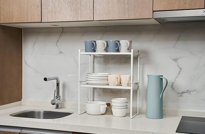 Shantton Cabinet Shelf Organizer, Pantry Shelf Rack, White 16x8.3x9.5 | 2-Pack Stackable Metal Riser Holds 40LBS with Non-Slip Feet for Kitchen Pantry Bathroom Countertop Freezer Cupboard - Image 6