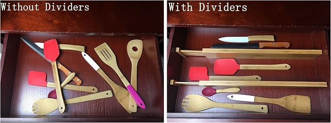 Adjustable, Expandable Drawer Organizer/Divider - for Bedroom, Bathroom, Closet, Office, Kitchen Storage - 2.5" High, 4 Pack -Natural Bamboo - Image 5