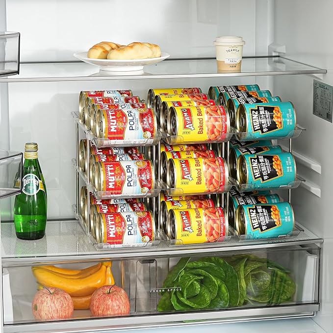 Can Organizer for Pantry, Stacking Can Storage Organizer Hold 36 Cans | Automatic Rolling Can Rack for Fridge, 3Tire 3 Columns Can Holder, Canned Goods Organizer - Image 8