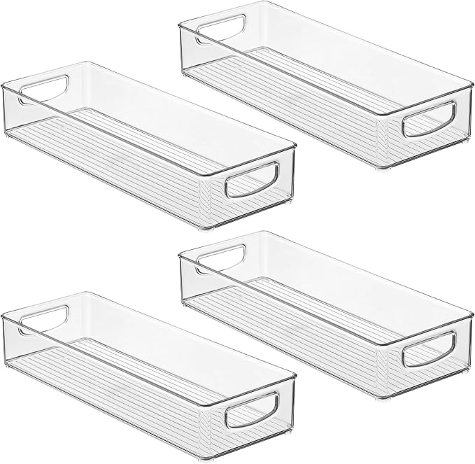 iDesign Slim Extra Long Clear Storage Bin, 4-Pack | Narrow, Stackable, Kitchen or Pantry Organizer - Image 9