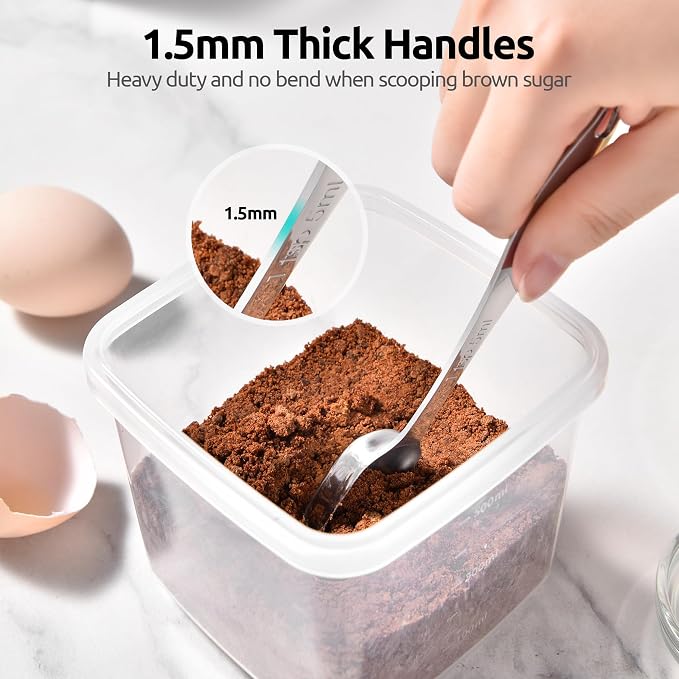 U-Taste 16"x20" Food-Grade Liquid Silicone Pastry Mat with Clear Measurement, and 18/8 Stainless Steel Square Measuring Spoons Set of 8 (Aqua Sky+Silver) - Image 9