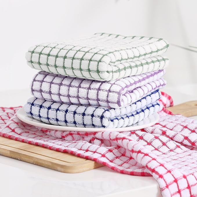 Kitinjoy Cotton 6 Pack Terry Kitchen Towels, Grass Green | 16 x 25 Inches Super Soft and Absorbent Dish Towels, Quick Drying hand towels for kitchen Drying - Image 5