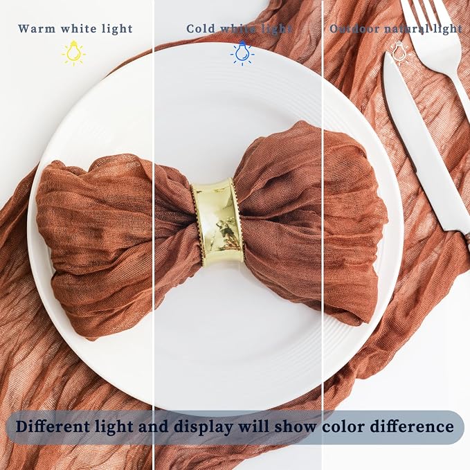 100 Pack Terracotta Cheesecloth Napkins 21x21 Inches Terracotta Cloth Napkins Washable Set of 100 Dinner Table Napkins for Wedding Bridal Baby Shower Rustic Boho Cotton Gauze Summer Party Table Decor - Image 8