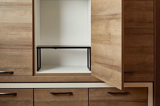 Nxconsu Expandable Cabinet Shelf, Shelf Riser for Cabinets, 10" Black | Edgeless Metal Cabinet Riser Holds 50 lb and Expands 14.6 to 24.6 in for Under Sink Kitchen Pantry Cupboard Shelf - Image 8