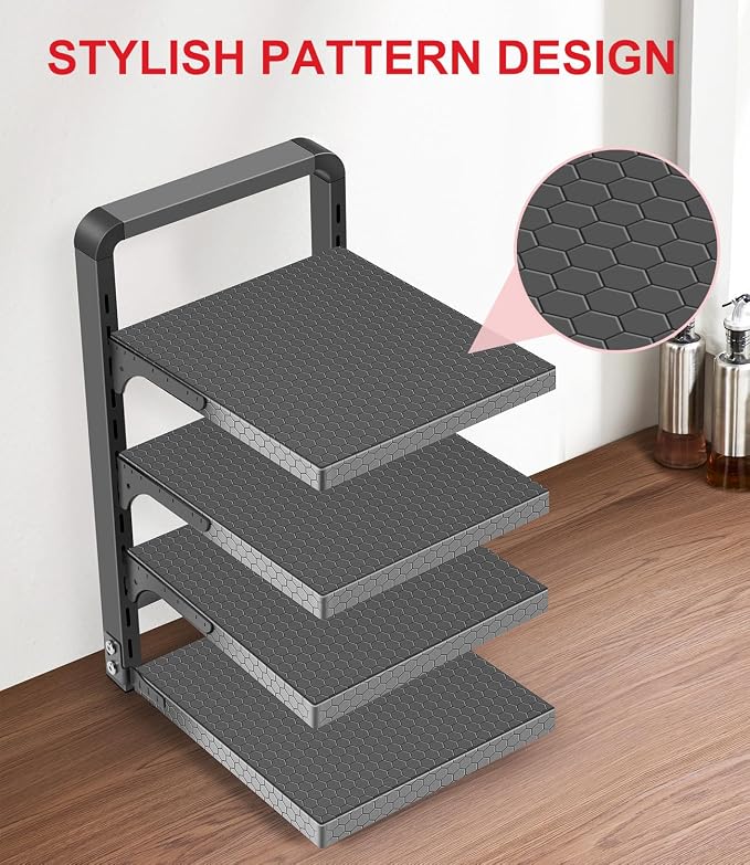 Pots and Pans Organizer under Cabinet, Heavy Duty Pan Organizers for Cabinet & Counter, 4 Tier Adjustable Pan & Pot Rack for Kitchen Cabinet Organizers and Storage - Image 7