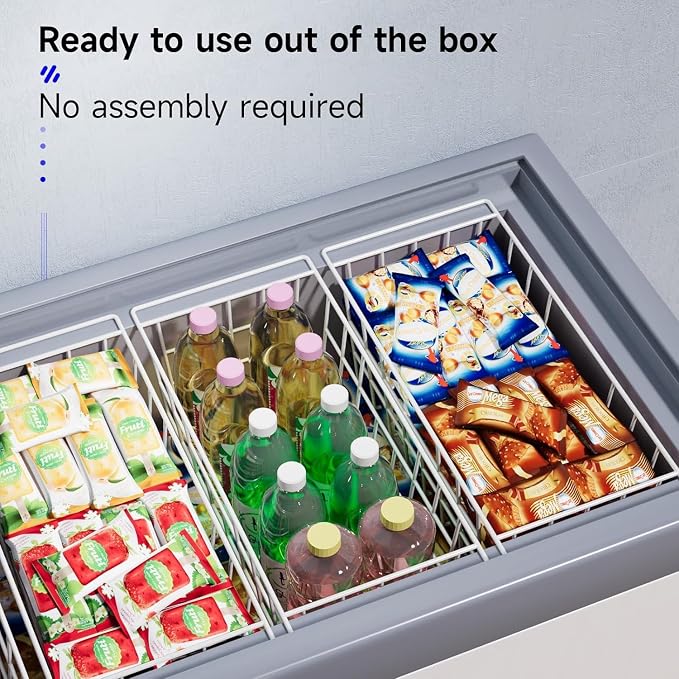 Slideep Chest Freezer Organizer Bins 16.5 Inch, Deep Upright Freezer Baskets Metal Wire Storage Container for Kitchen, White, Set of 2 - Image 6