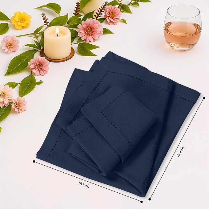 Ruvanti Cloth Napkins Set of 12, 100% Cotton High GSM 18x18 Inches, Hem Stitched Corners, Soft, Washable, Durable & Absorbent, Perfect for Parties, Christmas, Thanksgiving Dinners – Pageant Blue - Image 8