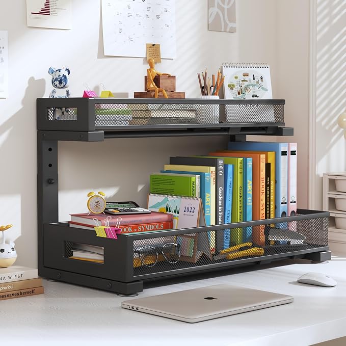 2 Pack 19IN Depth Under Sink Storage Organizer, Large 2-Tier Elegant Mesh Pull Out Shelf for Kitchen and Bathroom Cabinet Organization, L-Shaped and Adjustable Height Design-Black - Image 9