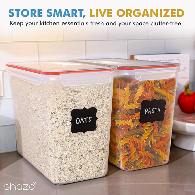 Shazo 2 PC (11L | 372 oz) Flour Sugar Storage Containers with Easy Carry Handle - Plastic Extra Large Food Storage Containers with Lids for Rice Cereal, BPA Free & Airtight Kitchen Pantry Organization - Image 9