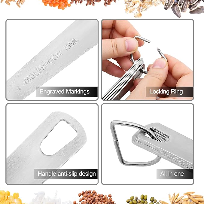 Measuring Cups and Spoons Set, Stainless Steel Measuring Cups Spoons Complete Set of 19pcs Professional Measurer Scoops Ingredients Liquid or Dry Heavy Duty Solid Measurment Cup - Image 9
