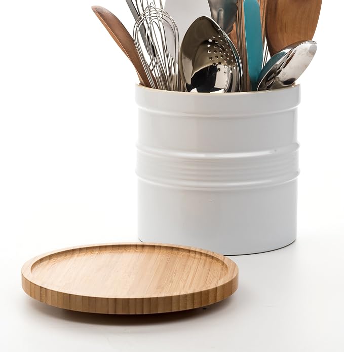 RSVP International Tool Crock Turntable Lazy Susan, Bamboo, 8.25" | Handy in Cabinets or on Counters | Rotating Base with Sturdy Lip | Organize Spices & Small Bottles - Image 6