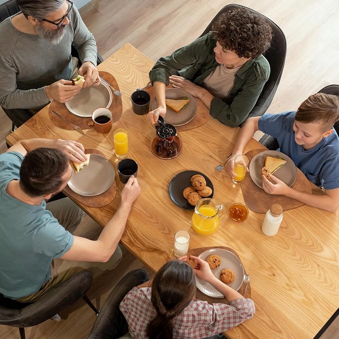 ADRIMER Placemats, Heat Resistant Round Placemats Set of 12 Washable 13 x 17 Inch, Waterproof Table Mats Wipeable for Kitchen, Dining Room Table Christmas Decor, Turmeric Brown - Image 7