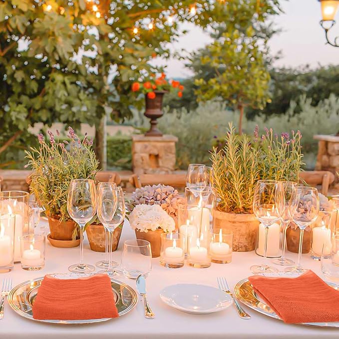 100 Pack Orange Cloth Napkins 20x20Inch Cheesecloth Napkins | Elegant Cloth Napkins for Table, Washable Rustic Boho Gauze Fall Napkins, for Wedding Party Bridal Baby Shower Dinner Decor - Image 7