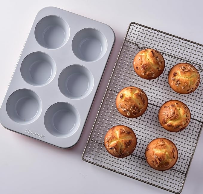 Jumbo Muffin Pan-Large Cupcake Pan Non Stick 6 cup 3.5x1.77 inch Carbon Steel muffin tin for home baking non stick - Image 6