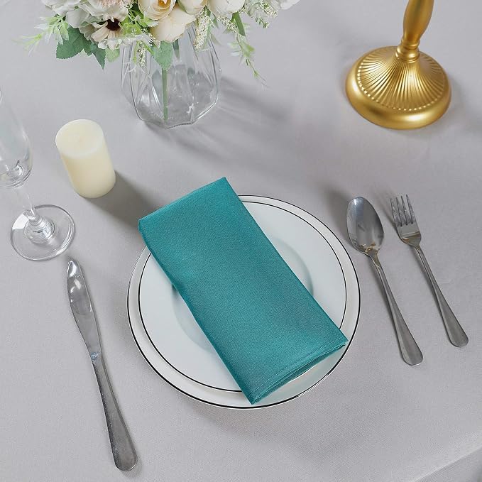 Cloth Napkins 17x17 inch Washable Polyester Dinner Napkins Soft Table Napkins for Wedding Party Dining Banquet(Teal,100PCS) - Image 7