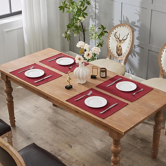 BALCONY & FALCON Rectangle Table Cloth Waterproof Ruby Red 13.8"x 17.7" 4pcs - Image 7