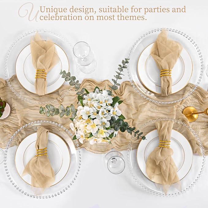 50 Pack Beige Cloth Napkins 20x20 Inch Cheesecloth Napkins | Elegant Cloth Napkins for Table, Washable Rustic Boho Gauze Napkins, for Wedding Party Bridal Baby Shower Dinner Table Decor - Image 7
