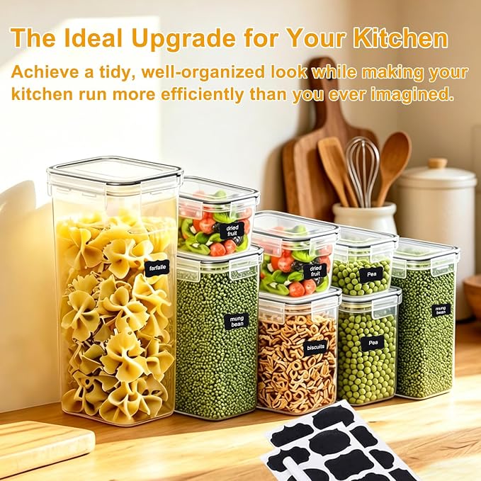 32pcs Airtight Containers, Clear Stackable Dry Food Storage | 32pk clear airtight containers with tight lids keep dry food fresh. Safe plastic, stackable for pantry kitchen storage - Image 7