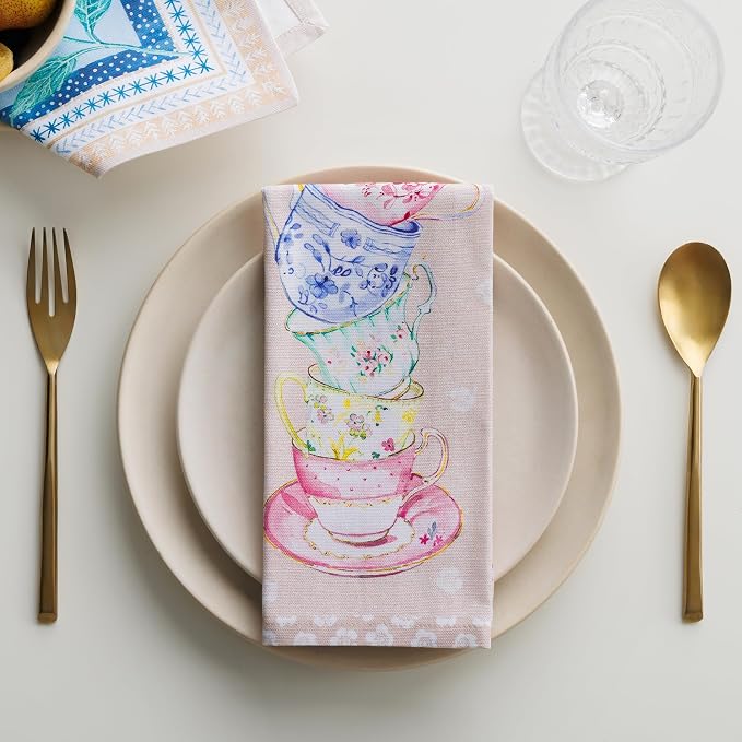 Maison d' Hermine Cloth Napkins Set of 4 Reusable 100% Cotton (18" x 18") | Everyday Square Napkins Cloth Washable Dinner Party Wedding Restaurant Hotel Kitchen Spring Summer - High Tea - Image 9