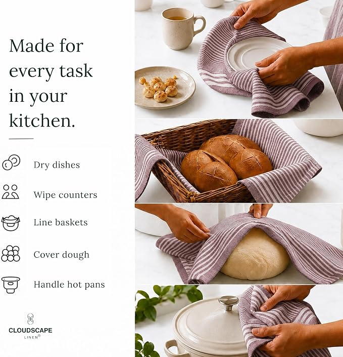 CSL Premium Kitchen Towels Set of 6,Highly Absorbent,Quick Dry,18x28, Rust - Image 9