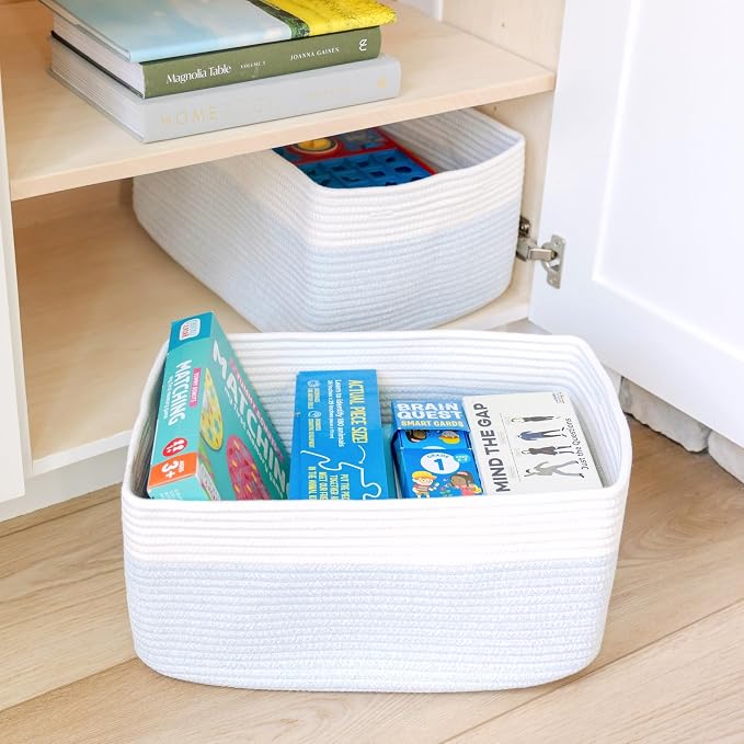 NaturalCozy Storage Baskets 16.8”x13”x7.6” Cotton Rope Woven Baskets for Organizing 3-Pack | Toy Storage Bins | Basket for Shelves, Laundry, Blanket, Clothes, Closet, Kitchen, Bathroom, Gifts - Image 9