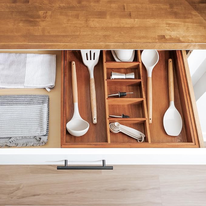 Utensil & Junk Drawer Organizer, 18.5-33 in, Acacia | Food-safe contract grade, 100% sustainable wood, non-slip, adjustable - Image 7