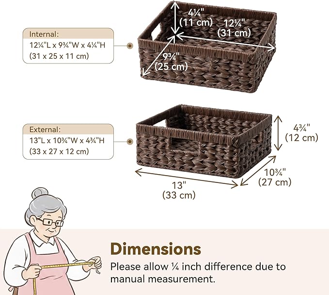 GRANNY SAYS Wicker Storage Baskets for Shelves, Dark Brown Baskets, 1-Pack | Waterproof Wicker Baskets for Organizing,Plastic Brown Baskets for Shelves,Woven Baskets for Pantry Storage,Decorative Basket - Image 7