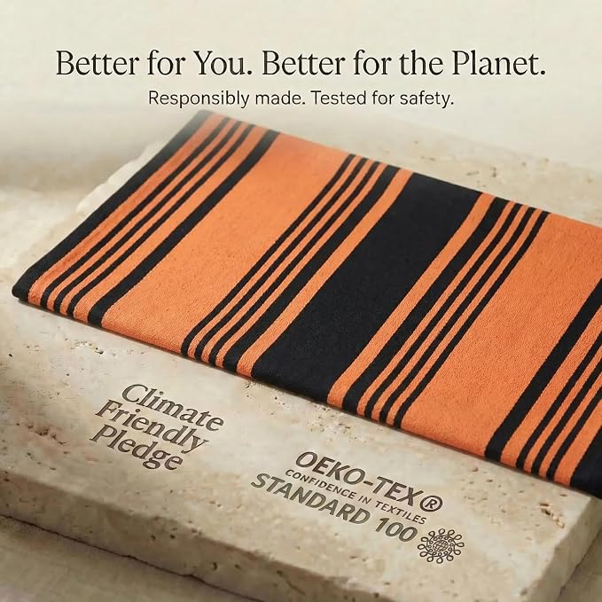Urban Villa Kitchen Towels Cotton Dish Towels 20”x30” (Set of 6) Orange Blk - Image 9