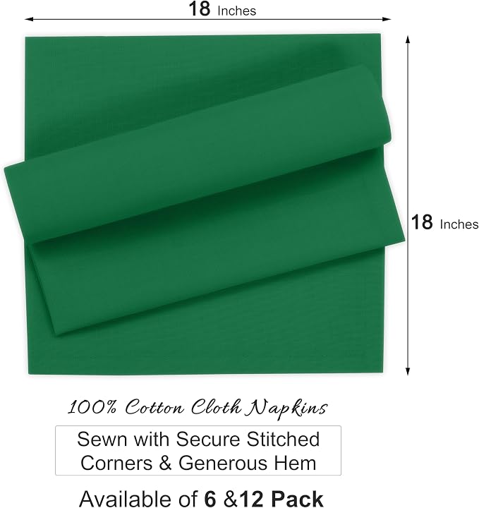 Ruvanti Cloth Napkins Set of 6, 100% Cotton High GSM 18x18 Inches Soft, Washable, Highly Durable & Absorbent, Perfect for Parties, Christmas, Thanksgiving Dinners – Amazon - Image 8