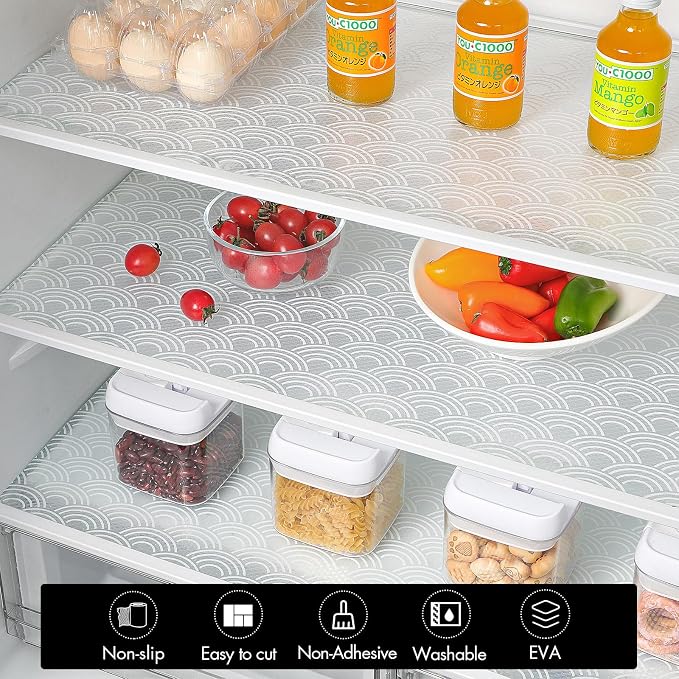 Cooyes Shelf Liners for Kitchen Cabinets – Non Adhesive Drawer and Cabinet Liner, Waterproof and Oil-Proof Kitchen Cupboard Shelf Paper EVA Material Fridge Liner for Refrigerator – Modern Pattern - Image 7