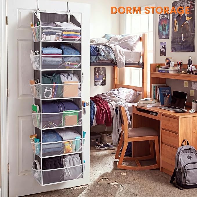 2 Pack Over Door Organizer with 6 Large Pockets | 6 Transparent Pockets & 12 Mesh Side, 80 lbs Weight Capacity Hanging Storage for Toys, Shoes, Diapers, Pantry - Image 7