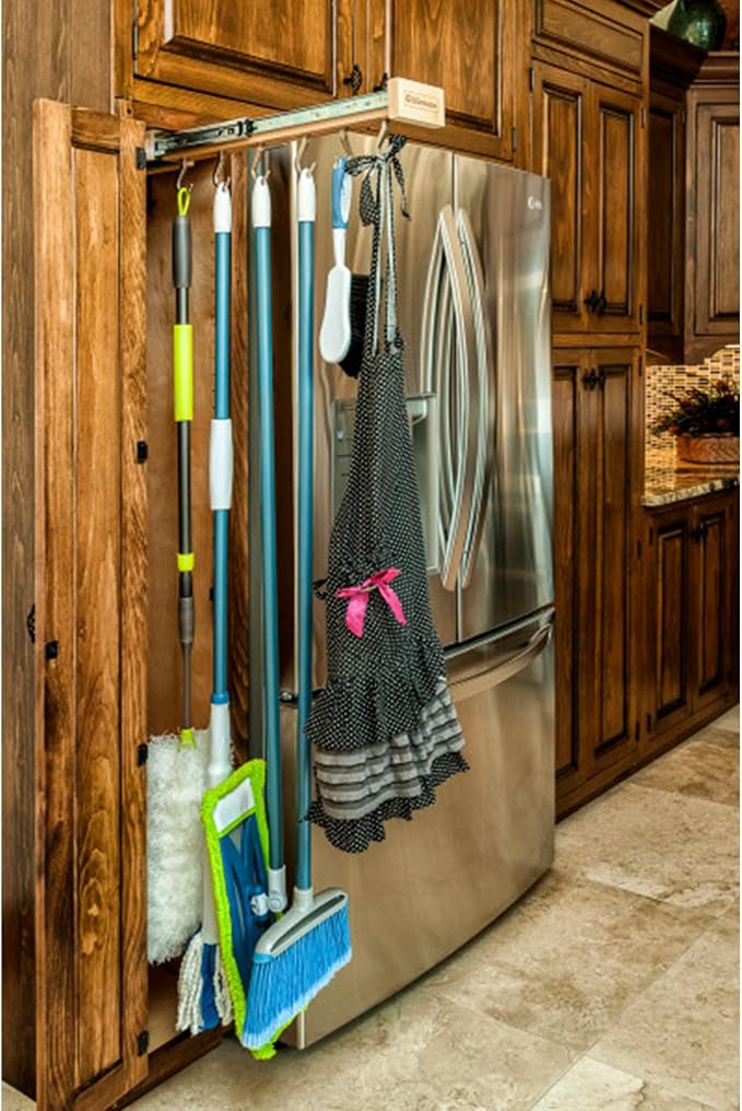 Rev-A-Shelf 22" Pullout Kitchen Cabinet Pantry Organizer with 7 Hanging Hooks with Ball Bearing Slide System, Maple Wood, GLD-W22-SC-7 - Image 9