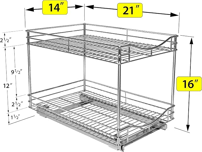 LYNK PROFESSIONAL® Pull Out Cabinet Organizer - Slide Out Drawer for Kitchen Cabinets - Sliding Pantry Shelves - Roll Out Shelf for Pots, Pans, Lifetime Ltd Warranty - 2 Tier - Image 5