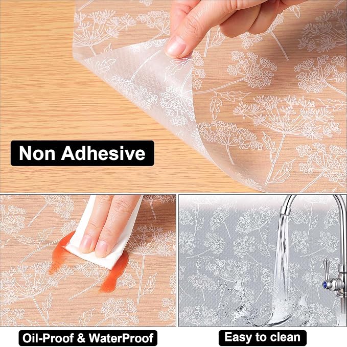 Cooyes Shelf Liners for Kitchen Cabinets, Refrigerator Liners Waterproof & Oil-Proof Kitchen Cupboard Liner Drawer Mats EVA Material Non Adhesive Fridge Liner for Shelves(23.6" W x 118" L) - Image 7