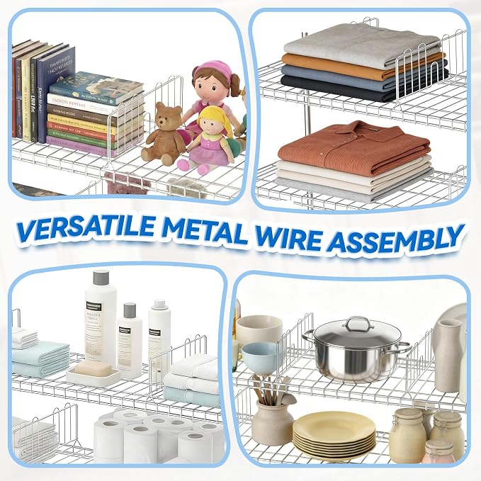 6 Pcs 18" W x 8" H Chrome Plated Steel Wire Shelf Divider, No Tool Metal Shelf Dividers for Wire Shelves for Kitchen, Bathroom, Pantry, Office Storage, Silver - Image 7