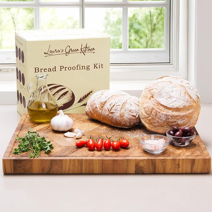 Laura's Green Kitchen Complete Sourdough Starter Kit – Sourdough Bread Baking Supplies with 2 Banneton Bread Proofing Basket, Linen Liners, Bread Lame, 5 Bread Blade for Scoring Dough, Scraper & More - Image 6