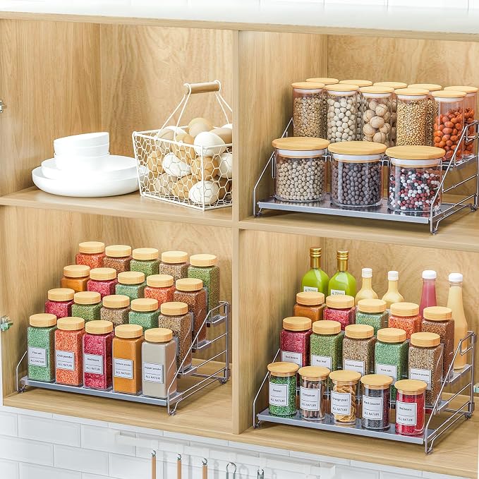 RCHYFEED 2 Pack 4 Tier Spice Rack Organizer,Adjustable Spice Rack,Chrome | Easy Visibility, Vertical Space Saving Organizer for Cabinet, Countertop, Kitchen, Pantry and Bathroom - Image 8