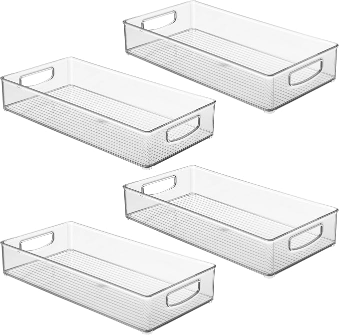 iDesign Stackable Clear Plastic Extra Long Pantry Organizers, 4-Pack | Cabinet Storage Bins, For Kitchen - Image 9
