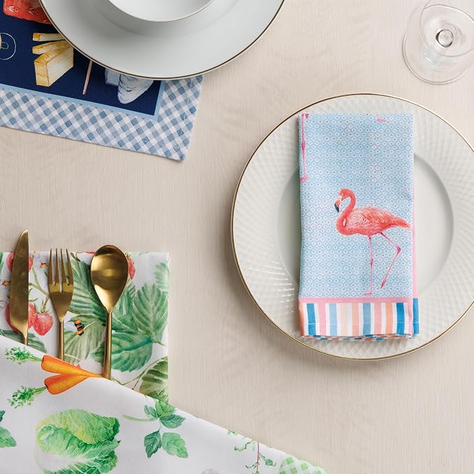 Maison d' Hermine Cloth Napkins Set of 4 Reusable 100% Cotton (18" x 18") | Everyday Square Napkins Cloth Washable Dinner Party Wedding Restaurant Hotel Kitchen Spring Summer - Flamingo Love - Image 9