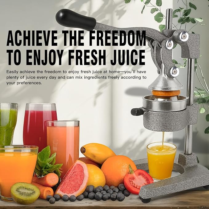 Cast Iron Juicer Hand Press – Heavy Duty Manual Citrus Juicer, Professional Orange Press, Stainless Steel Lemon Squeezer & Lime Juice Extractor (gray) - Image 7