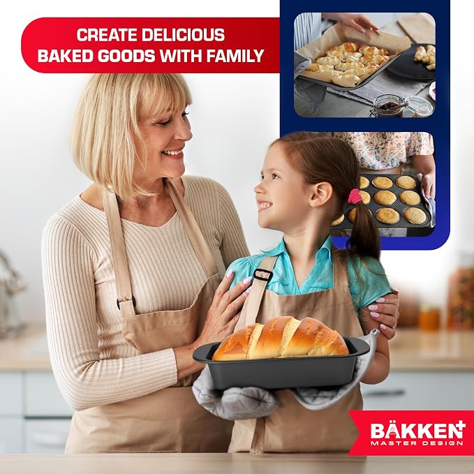 Baking Set – 10 Piece – Deluxe Non Stick Black Coating Inside and Outside – Carbon Steel Bakeware Set – PFOA PFOS and PTFE Free by Bakken - Image 8